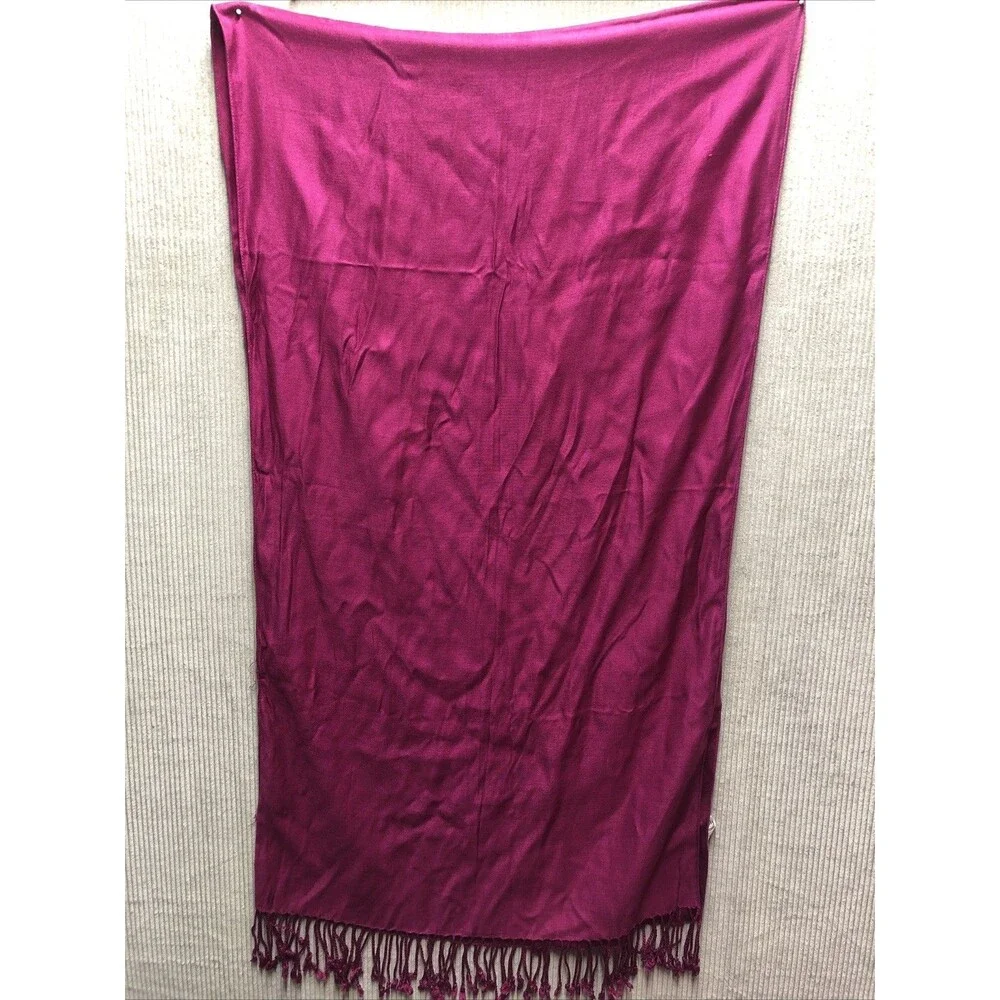 Purple Rayon Scarf Women 20x70 Fringe Boho Wrap Shawl Lightweight Soft Long